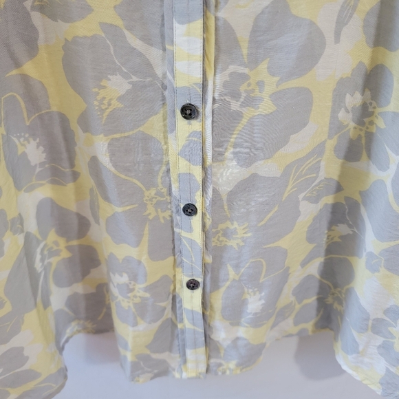 Coldwater Creek Gray Yellow Floral Button Front Tunic Top Sz 2X Lagenlook Cozy - Picture 4 of 11